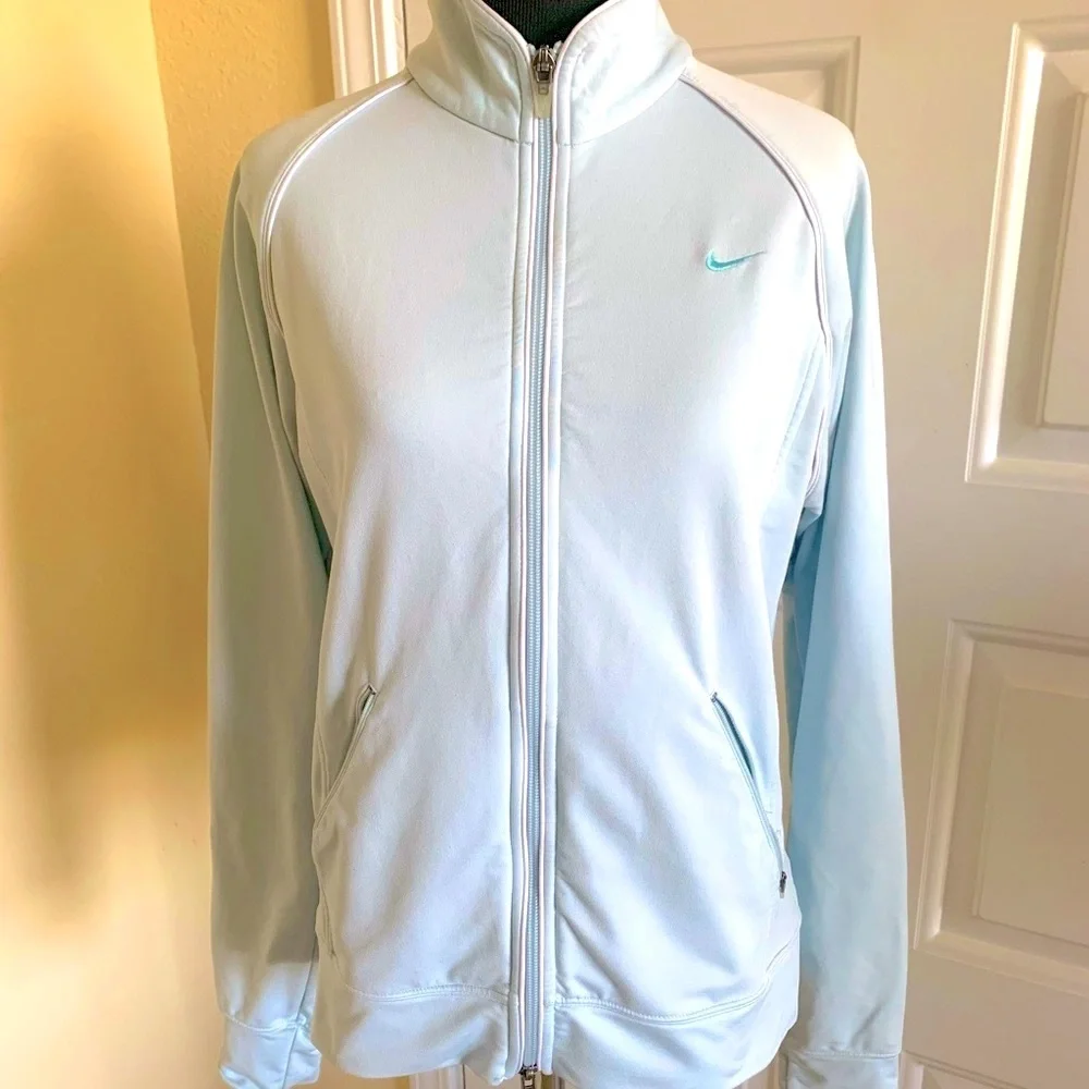Nike Light Blue With White Piping Dri Fit Running Jacket Size M